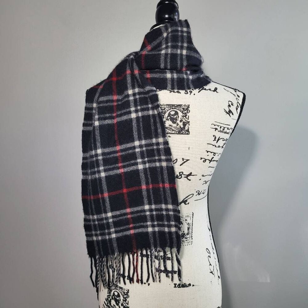 100% cashmere plaid wide scarf Charter Club brand academia goth old money quiet - Picture 2 of 7